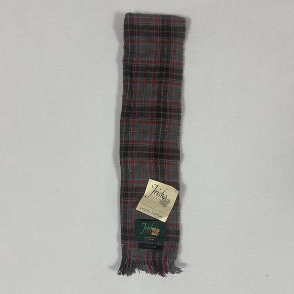 Irish County Tartans NEW Leitrim 100% Pure Wool Scarf Womens 10" x 44" Plaid NWT - Picture 1 of 7